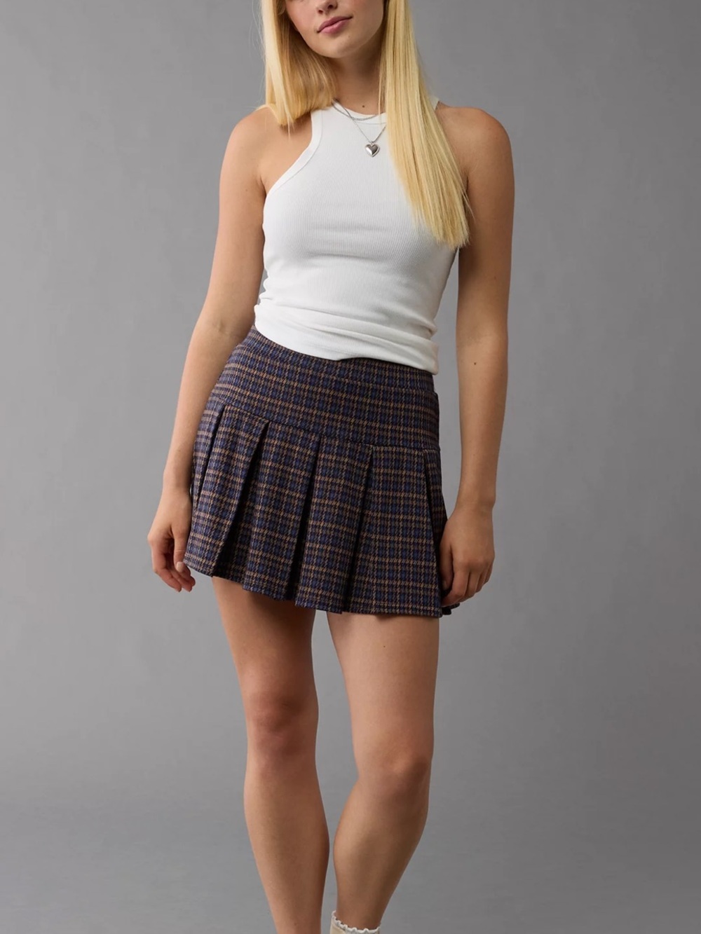 American Eagle Knit Plaid Skort